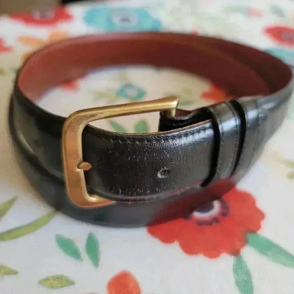 Coach Vintage Burnished Cowhide Leather Belt Black Brass 1" USA 5800 Mens 36 - Picture 2 of 11
